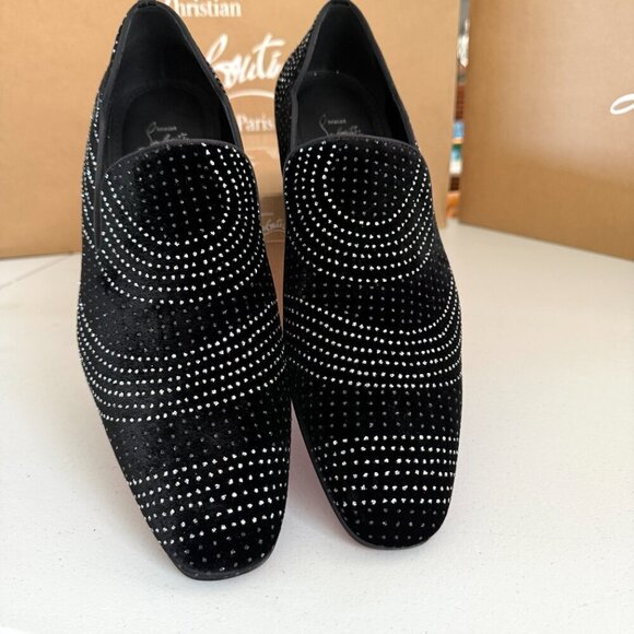 Christian Louboutin Dandy Chick Orlato Flat VelvetLoafer Shoe with Crystal Inlay - Picture 15 of 16